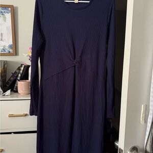 Michael Kors Blue Ruched Long Sleeve Sheath Dress